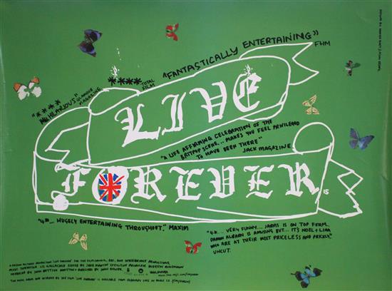 A Damian Hurst Live Forever poster